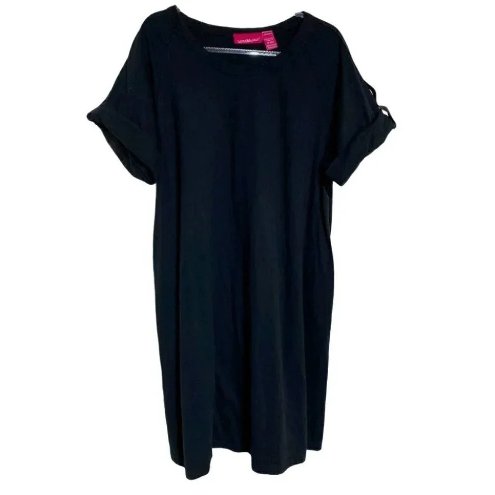 Woman Within 1X‎ black cuffed A-line pocketed dress